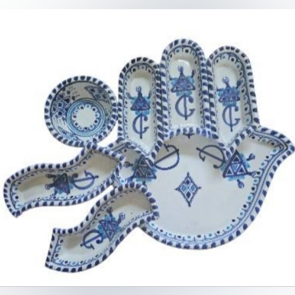 Large Khamsa 7 piece serving set - Picture 2 of 6